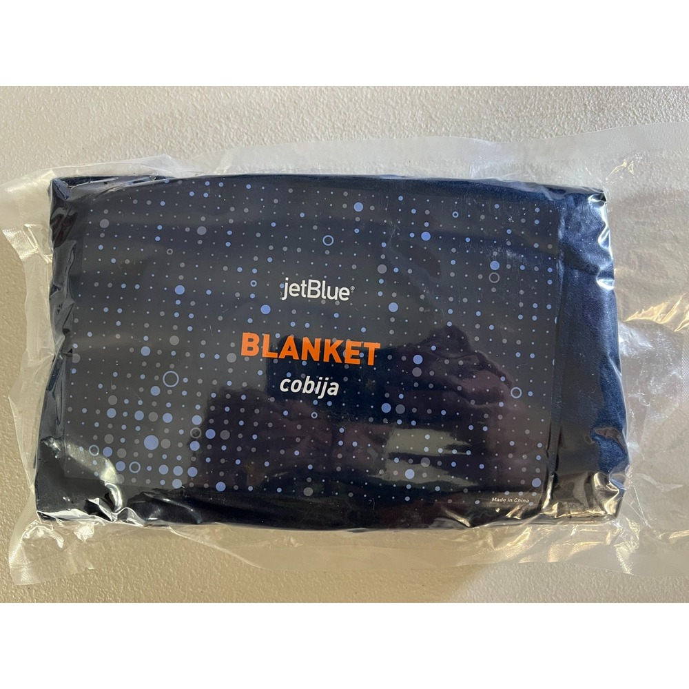 New Sealed JetBlue In-Flight Travel Blanket Navy Blue Airline Memorabilia